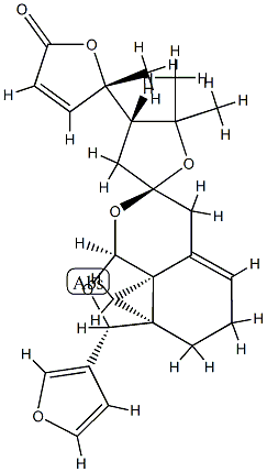 (S)-5-[(2'R,2'aS,2R,4S,8'aS)-2'-(3-Furyl)-4,4',5,6'-tetrahydro-5,5-dimethylspiro[furan-2(3H),7'(3'H)-[2H,8aH-2aβ,8bβ]methanofuro[4,3,2-ij][2]benzopyran]-4-yl]-5-methylfuran-2(5H)-one 结构式