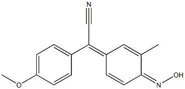α-(4-ヒドロキシイミノ-3-メチル-2,5-シクロヘキサジエン-1-イリデン)-4-メトキシベンゼンアセトニトリル 化学構造式