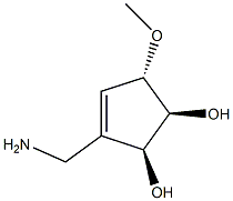 3-Cyclopentene-1,2-diol, 3-(aminomethyl)-5-methoxy-, (1R,2R,5R)-rel- (9CI) 结构式