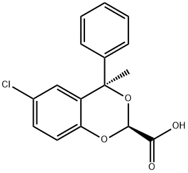 Acide (chloro-6 methyl-4 phenyl-4 (4H) benzodioxine-(1,3)) carboxyliqu e-2 cis [French] 结构式