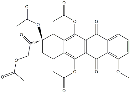 (8R)-6,8α,11-Triacetoxy-8-acetoxyacetyl-7,8,9,10-tetrahydro-1-methoxy-5,12-naphthacenedione Structure