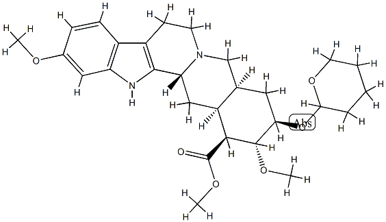 (3β,20α)-11,17α-Dimethoxy-18β-[(tetrahydro-2H-pyran-2-yl)oxy]yohimban-16β-carboxylic acid methyl ester,751-73-5,结构式