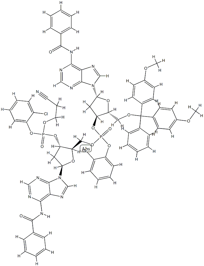 75269-16-8 3'-腺苷酸，N-苯甲酰基-5'-O-（双（4-甲氧基苯基）苯甲基）-P-（2-氯苯基）-2'-脱氧腺烯基-（3'.5'）-N-苯甲酰基- 2'-脱氧-，2-氯苯基2-氰基乙酯