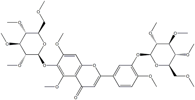 75299-53-5 5,7-Dimethoxy-2-[4-methoxy-3-[(2-O,3-O,4-O,6-O-tetramethyl-β-D-glucopyranosyl)oxy]phenyl]-6-[(2-O,3-O,4-O,6-O-tetramethyl-β-D-glucopyranosyl)oxy]-4H-1-benzopyran-4-one