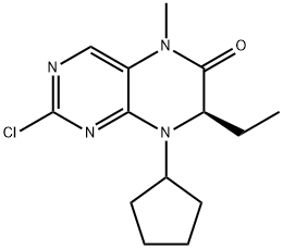 (7R)-2-氯-8-环戊基-7-乙基-7,8-二氢-5-甲基-6(5H)-蝶啶酮, 755039-55-5, 结构式