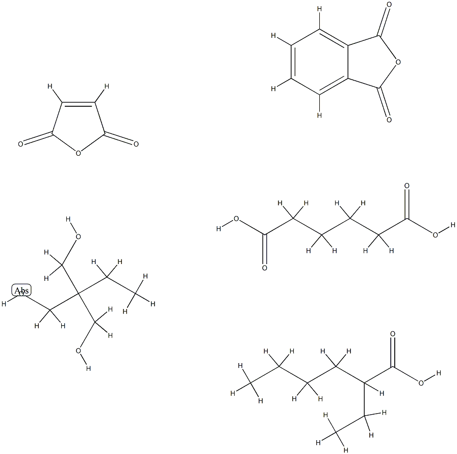 Hexanedioic acid, polymer with 2-ethyl-2-(hydroxymethyl)-1,3-propanediol, 2,5-furandione and 1,3-isobenzofurandione, 2-ethylhexanoate Structure