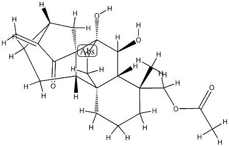 18-Acetoxy-7α,20-epoxy-6β,7-dihydroxykaur-16-en-15-one Struktur
