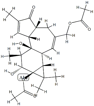 (1aR)-3-(Acetyloxymethyl)-9aα-(acetyloxy)-1,1aα,1bβ,4,4aα,7aα,7b,8,9,9a-decahydro-7bα,9β-dihydroxy-1,1,6,8α-tetramethyl-5H-cyclopropa[3,4]benz[1,2-e]azulen-5-one 结构式