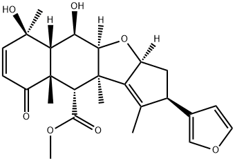 2H-Cyclopenta(b)naphtho(2,3-d)furan-10-carboxylic acid,2-(3-furanyl)-3 ,3a,4a,5,5a,6,9,9a,10,10a-decahydro-5,6-dihydroxy-1,6,9a,10a-tetrameth yl-9-oxo-, methyl ester, (2R,3aS,4aS,5R,5aS,6R,9aR,10S,10aR)- Structure