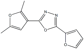 1,3,4-Oxadiazole,2-(2,5-dimethyl-3-furanyl)-5-(2-furanyl)-(9CI) Struktur
