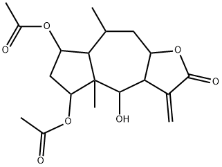 (3aS,9aβ)-5,7-Bis(acetyloxy)-4α-hydroxy-3-methylene-4aβ,8-dimethyldecahydroazuleno[6,5-b]furan-2(3H)-one Structure