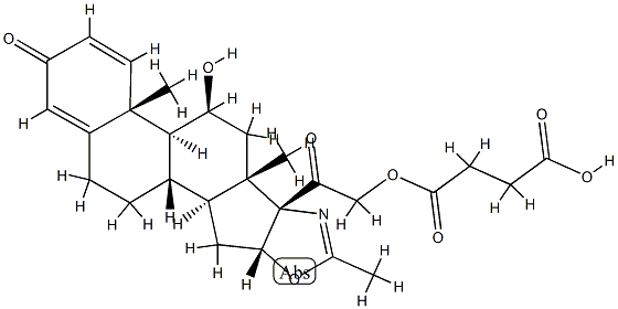 (16beta)-11beta-hydroxy-2'-methyl-4'H-pregna-1,4-dieno[17,16-d]oxazole-3,20-dione 21-(3-carboxypropionate) Struktur