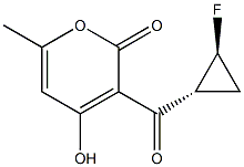 2H-Pyran-2-one, 3-[[(1R,2S)-2-fluorocyclopropyl]carbonyl]-4-hydroxy-6-methyl-, rel- (9CI) 化学構造式
