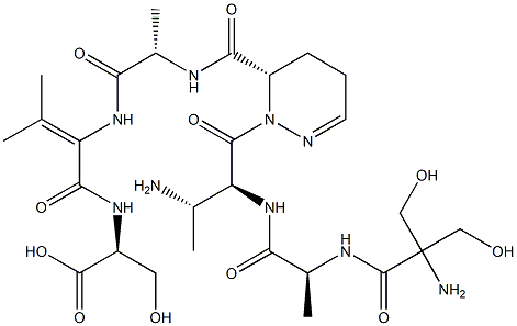 N-[2-[N-[[[(6S)-1-[(3S)-(2-Hydroxymethyl Ser-L-Ala-)-3-amino-3-methyl-L-Ala-]-1,4,5,6-tetrahydropyridazin]-6-yl]carbonyl]-L-Ala-amino]-3-methyl-2-butenoyl]-L-Ser-OH|