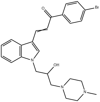 1-(4-bromophenyl)-3-{1-[2-hydroxy-3-(4-methyl-1-piperazinyl)propyl]-1H-indol-3-yl}-2-propen-1-one Structure