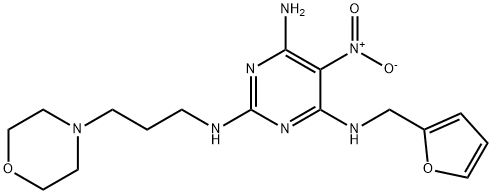 N~4~-(furan-2-ylmethyl)-N~2~-[3-(morpholin-4-yl)propyl]-5-nitropyrimidine-2,4,6-triamine Struktur