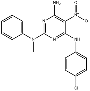 N~4~-(4-chlorophenyl)-N~2~-methyl-5-nitro-N~2~-phenylpyrimidine-2,4,6-triamine Struktur