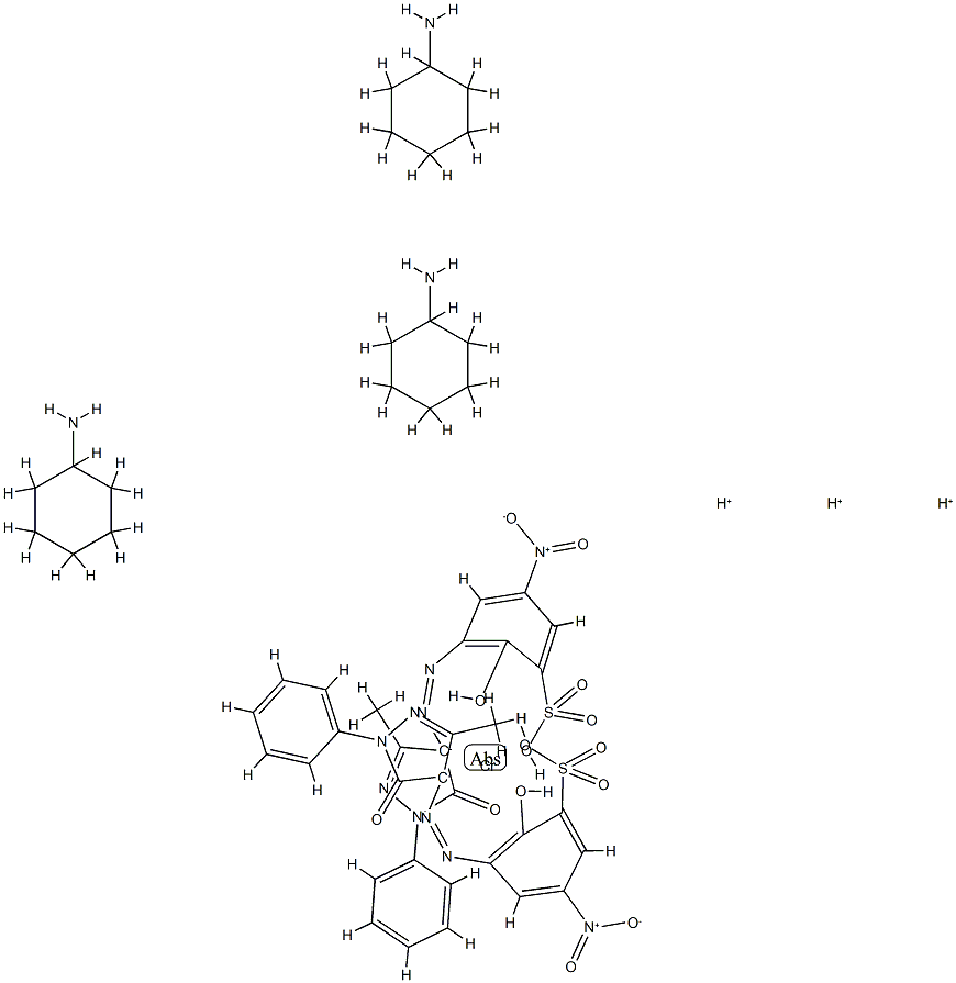 trihydrogen bis[3-[(4,5-dihydro-3-methyl-5-oxo-1-phenyl-1H-pyrazol-4-yl)azo]-2-hydroxy-5-nitrobenzene-1-sulphonato(3-)]chromate(3-), compound with cyclohexylamine (1:3),84030-54-6,结构式