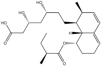 (3R,5R)-7-[1,2,6,7,8,8aβ-Hexahydro-8α-[[(2S)-2-methylbutyryl]oxy]-2β-methylnaphthalene-1β-yl]-3,5-dihydroxyheptanoic acid Structure