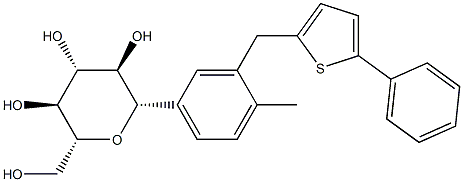 D-Glucitol, 1,5-anhydro-1-C-[4-Methyl-3-[(5-phenyl-2-thienyl)Methyl]phenyl]-, (1S)- 化学構造式