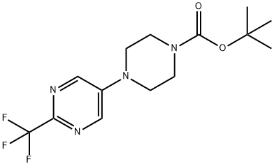 4-(2-Trifluoromethylpyrimidin-5-yl)-1-piperazine-1-carboxylic acid tert-butyl ester 化学構造式