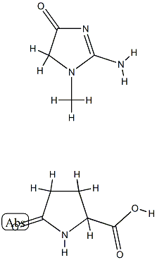 5-oxo-DL-proline, compound with 2-amino-1,5-dihydro-1-methyl-4H-imidazol-4-one (1:1) Struktur