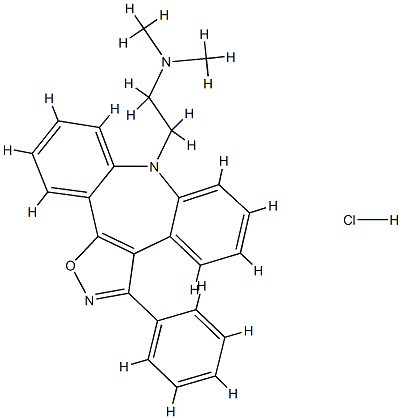 (beta-Dimethylaminoethyl)-8 phenyl-3 (dibenzo(b,f)isoxazolo(4,5-d)) 8H  azepine chlorhydrate,85008-92-0,结构式