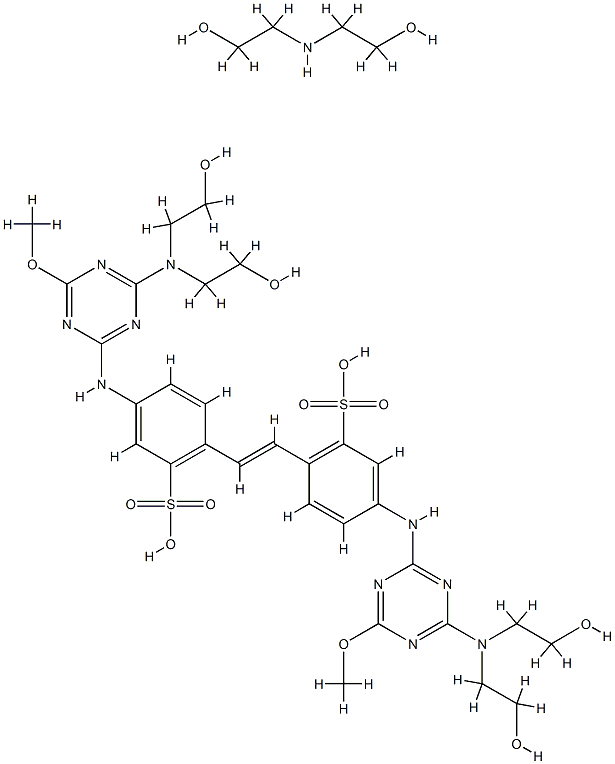 4,4'-bis[[4-[bis(2-hydroxyethyl)amino]-6-methoxy-1,3,5-triazin-2-yl]amino]stilbene-2,2'-disulphonic acid, compound with 2,2'-iminodiethanol,85187-66-2,结构式