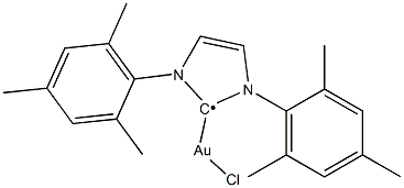 氯化(1,3-二间三甲基苯基-1H-咪唑-2(3H)-亚基)金(I) 结构式