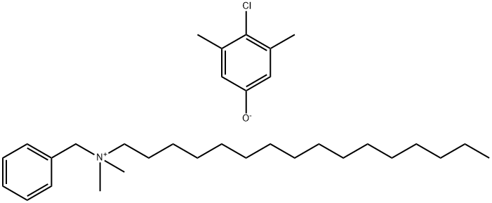 N-ヘキサデシル-N,N-ジメチルベンゼンメタンアミニウム・4-クロロ-3,5-ジメチルフェノラート 化学構造式