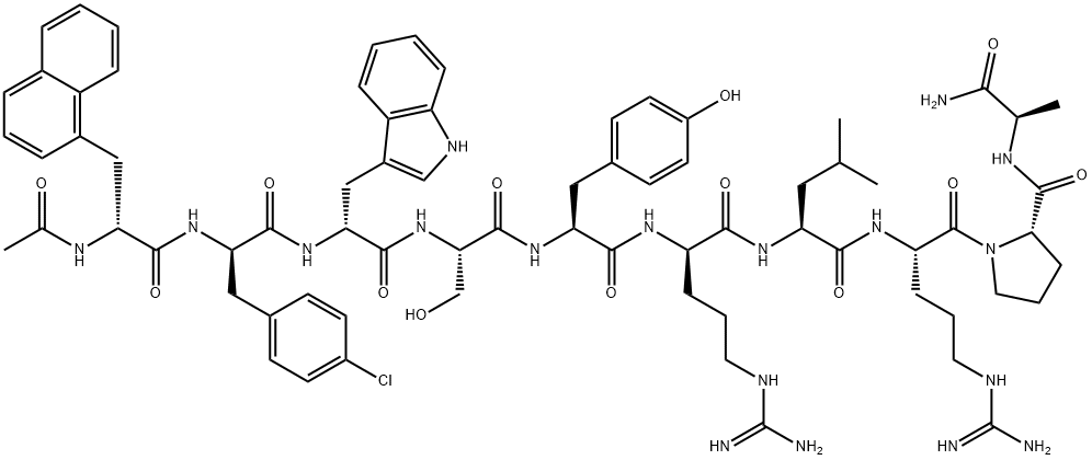 LHRH, N-Ac-naphthyl(1)-(4-Cl-Phe)(2)-Trp(3)-Arg(6)-Ala(10)-,86044-78-2,结构式