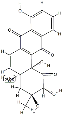 (2S)-3,4,4a,12b-テトラヒドロ-2β,3α,4aβ,8,12bβ-ペンタヒドロキシ-3-メチルベンゾ[a]アントラセン-1,7,12(2H)-トリオン 化学構造式