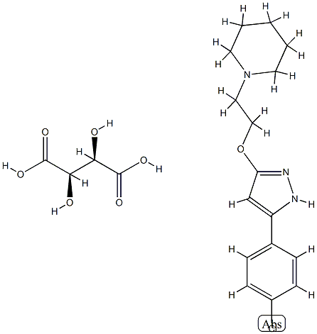 1-[2-[[5-(4-chlorophenyl)-1H-pyrazol-3-yl]oxy]ethyl]piperidine, (2R,3R )-2,3-dihydroxybutanedioic acid 化学構造式