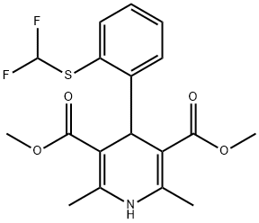 2,6-Dimethyl-3,5-dicarbomethoxy-4-(o-difluoromethylthiophenyl)-1,4-dih ydropyridine [French] 化学構造式
