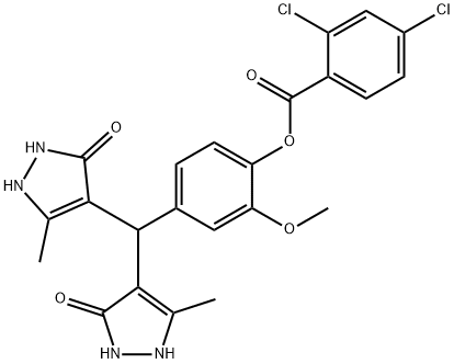 4-[bis(5-hydroxy-3-methyl-1H-pyrazol-4-yl)methyl]-2-methoxyphenyl 2,4-dichlorobenzoate Structure