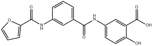 5-[3-(フラン-2-アミド)ベンズアミド]-2-ヒドロキシ安息香酸 化学構造式