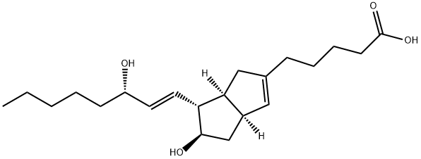 [3aS,(+)]-1,3aα,4,5,6,6aα-Hexahydro-5β-hydroxy-6α-[(1E,3S)-3-hydroxy-1-octenyl]pentalene-2-pentanoic acid 结构式