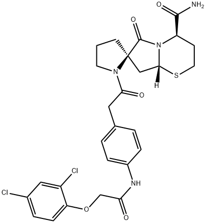 894787-30-5 (2R,4'R,8'AR)-1-[2-[4-[[2-(2,4-二氯苯氧基)乙酰基]氨基]苯基]乙酰基]四氢-6'-氧代螺[吡咯烷-2,7'(6'H)-[2H]吡咯并[2,1-B][1,3]噻嗪]-4'-甲酰胺