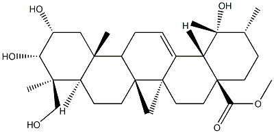 2α,3α,19,24-テトラヒドロキシウルサ-12-エン-28-酸メチル 化学構造式