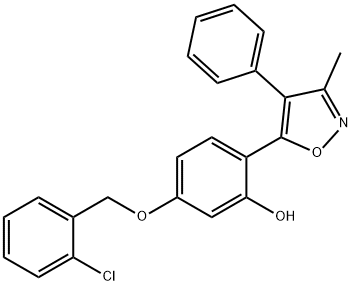 Phenol, 5-[(2-chlorophenyl)methoxy]-2-(3-methyl-4-phenyl-5-isoxazolyl)- Structure