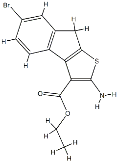 Ethyl-2-amino-6-bromo-8H-1-thiacyclopenta[a]indene-3-carboxylate Struktur