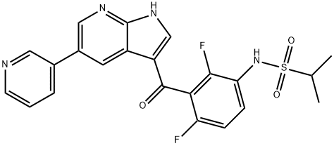 N-[2,4-二氟-3-[[5-(3-吡啶基)-1H-吡咯并[2,3-B]吡啶-3-基]羰基]苯基]-2-丙磺酰胺, 918505-61-0, 结构式