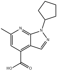 1-cyclopentyl-6-methyl-1H-pyrazolo[3,4-b]pyridine-4-carboxylic acid, 934156-43-1, 结构式