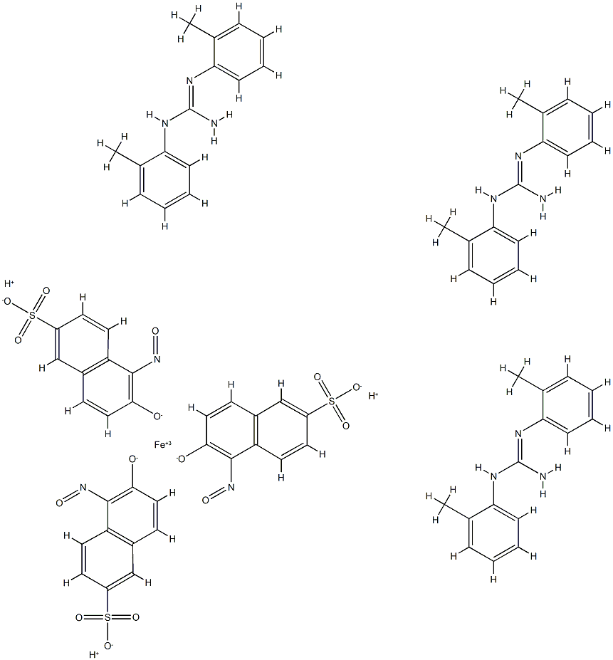 trihydrogen tris[5,6-dihydro-5-(hydroxyimino)-6-oxonaphthalene-2-sulphonato(2-)-O5,O6]ferrate(3-), compound with N,N'-di-o-tolylguanidine (1:3),93964-96-6,结构式