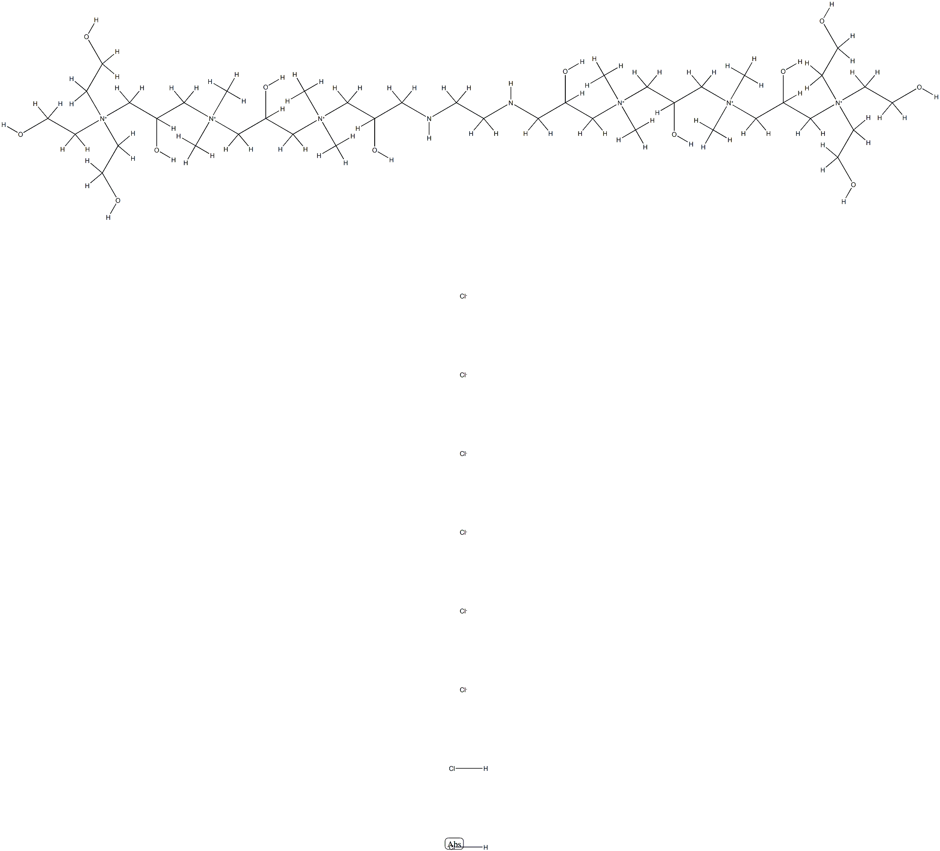 [2,6,10,17,21,25-hexahydroxy-4,4,8,8,19,19,23,23,23-octamethyl-12,15-diaza-4,8,19,23-tetraazoniahexacosane-1,26-diyl]bis[tris(2-hydroxyethyl)ammonium] hexachloride dihydrochloride 结构式