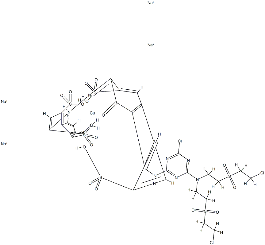 Cuprate(4-), [3-[[8-[[4-[bis[2-[(2-chloroethyl)sulfonyl]ethyl]amino]-6-chloro-1,3,5-triazin-2-yl]amino]-1-hydroxy-3,6-disulfo-2-naphthalenyl]azo]-4-hydroxy-1,5-naphthalenedisulfonato(6-)]-, tetrasodium Structure