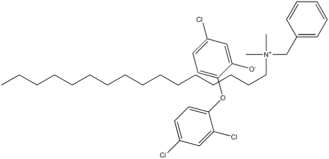 benzyl(hexadecyl)dimethylammonium, salt with 5-chloro-2-(2,4-dichlorophenoxy)phenol (1:1) 结构式