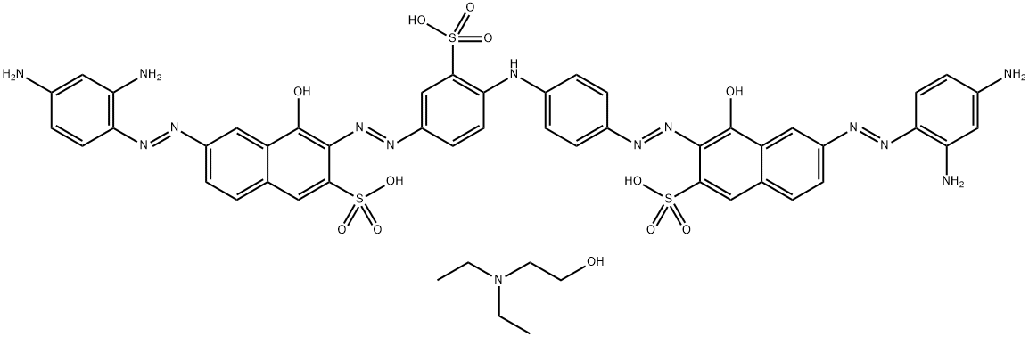 6-(2,4-ジアミノフェニルアゾ)-3-[4-[4-[7-(2,4-ジアミノフェニルアゾ)-1-ヒドロキシ-3-スルホ-2-ナフタレニルアゾ]フェニルアミノ]-3-スルホフェニルアゾ]-4-ヒドロキシ-2-ナフタレンスルホン酸/2-(ジエチルアミノ)エタノール,(1:3) 化学構造式