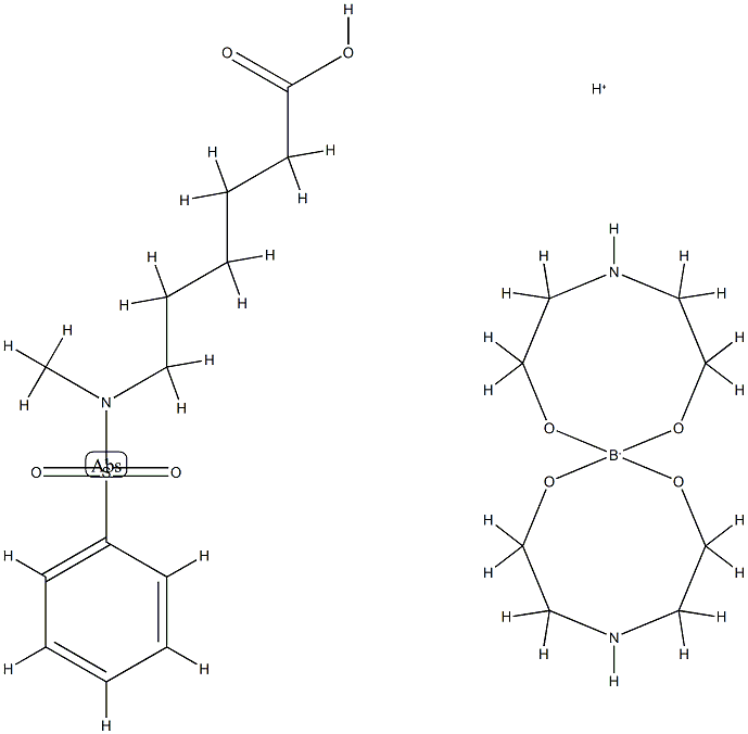 hydrogen bis[[2,2'-iminobis(ethanolato)](2-)-O,O']borate(1-), compound with 6-[methyl(phenylsulphonyl)amino]hexanoic acid (1:1) Structure