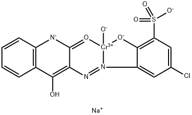 sodium [5-chloro-3-[(1,2-dihydro-4-hydroxy-2-oxoquinolin-3-yl)azo]-2-hydroxybenzenesulphonato(3-)]hydroxychromate(1-) Struktur